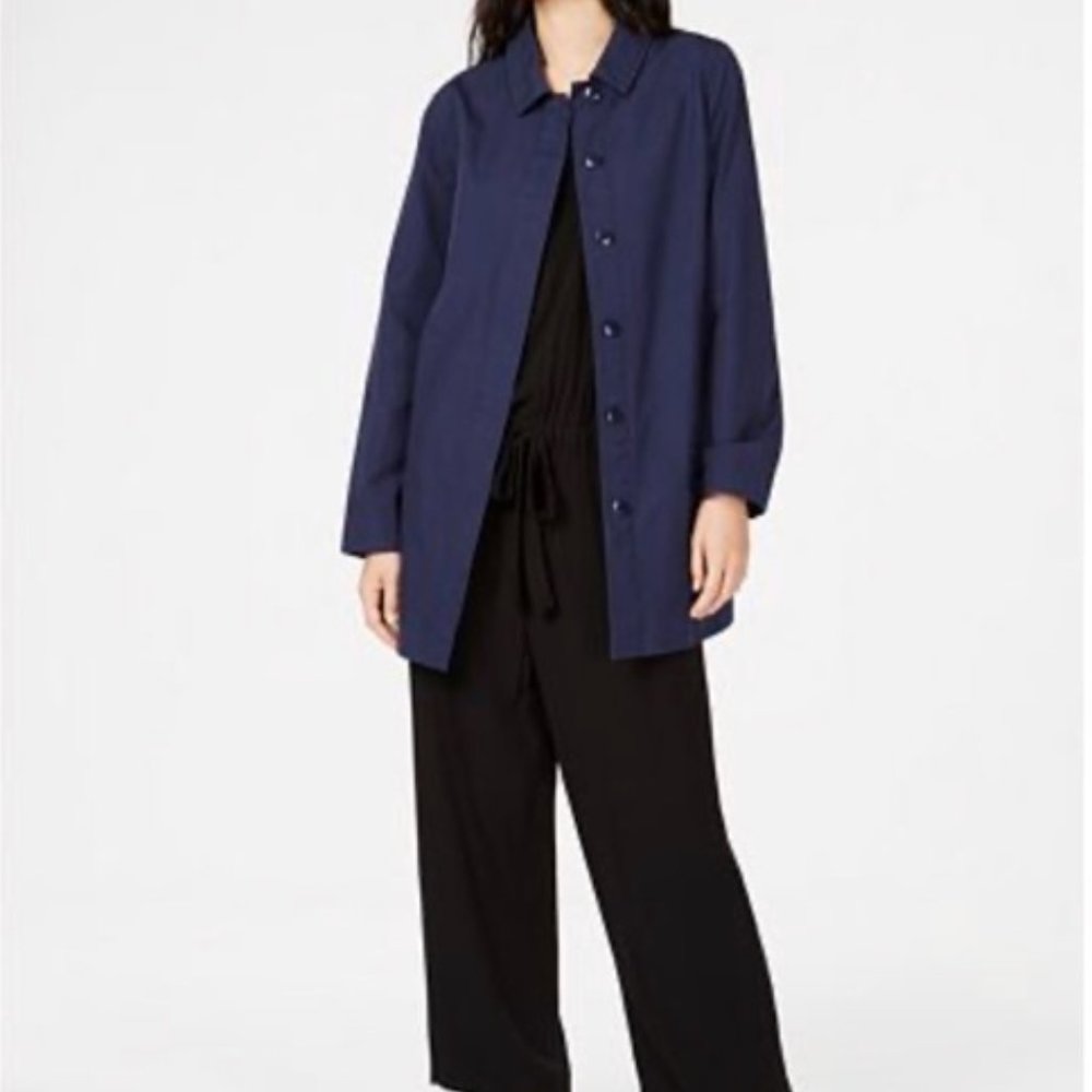 NWT! Eileen Fisher Organic Cotton Car Coat INDGO